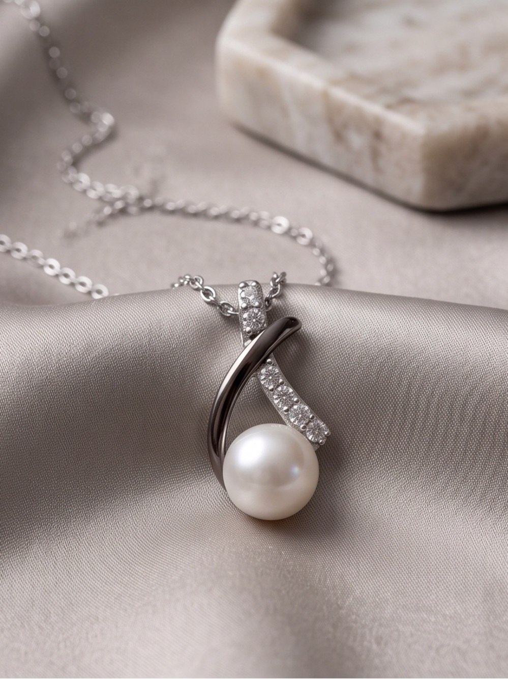 Jewelers Cultured Pearl & Diamond Accent Swirl Pendant